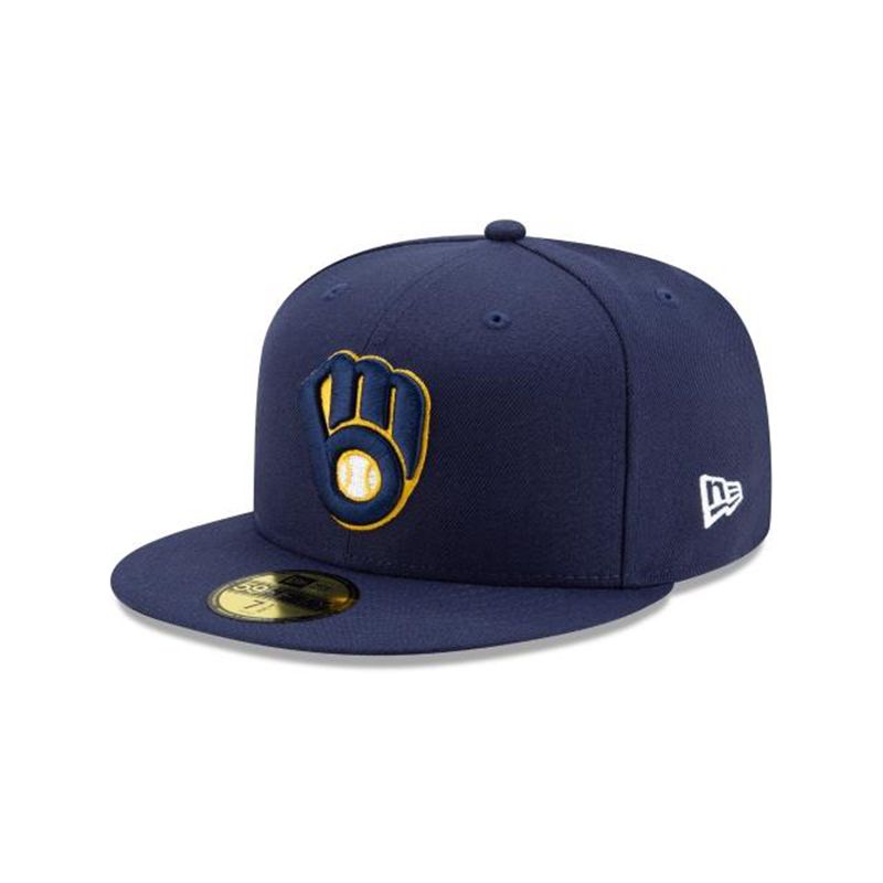 MLB Milwaukee Brewers Authentic Collection 59Fifty Fitted (KFI5074) - Blue New Era Caps